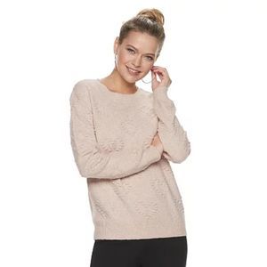 ELLE™ Tan Textured Heart Sweater XS